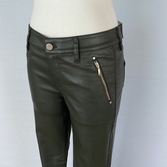 NWT WHBM MidRise Coated Moto Skinny Green 2R - Picture 10 of 16